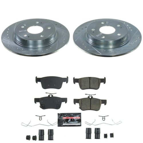 2022-2025 Honda Civic & Acura Integra Rear PowerStop Z23 Evolution Brake Upgrade Kit - Premium Heavy-Duty Drilled & Slotted Rotors with Carbon-Fiber Ceramic Pads