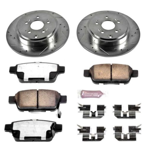 2006-2008 Honda Ridgeline Rear Z36 Truck & Tow Brake Upgrade Kit - Heavy Duty Drilled & Slotted Rotors with Carbon-Fiber Ceramic Pads - Premium Replacement