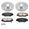 2005-2014 Honda Civic & Acura ILX Heavy-Duty Drilled and Slotted Brake Rotor and Carbon-Fiber Ceramic Pad Assembly - Premium Replacement