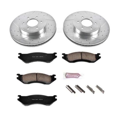 2003 Dodge Durango Front Z23 Evolution Sport Brake Kit - Premium Heavy-Duty Drilled & Slotted Rotor and Carbon-Fiber Ceramic Brake Pad Upgrade