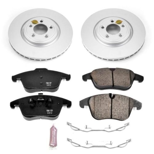2006-2010 Jaguar S-Type and XF Heavy-Duty Front Z23 Evolution Sport Coated Brake Rotor & Carbon-Fiber Ceramic Brake Pad Assembly - Premium Replacement