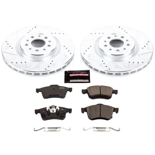 2015-2017 Ram ProMaster City Front Brake Rotor and Pad Upgrade Kit - Heavy Duty Drilled & Slotted Performance with Carbon-Fiber Ceramic Pads - Premium Replacement