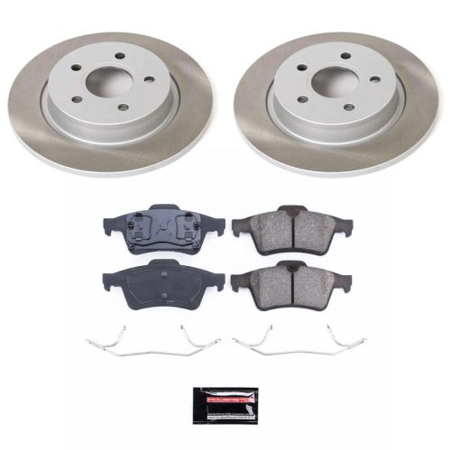 2004-2005 Volvo S40 and V50 Heavy-Duty Semi-Coated Rotor and Ceramic Brake Pad Assembly - Premium Replacement