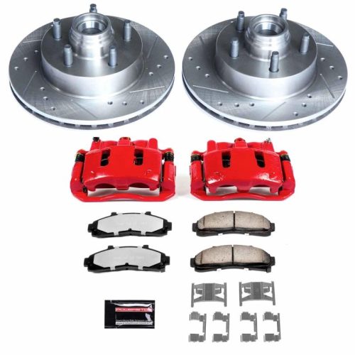 2000-2002 Ford Ranger Front Z36 Truck & Tow Brake Upgrade Kit with Drilled & Slotted Rotors and Powder Coated Calipers - Premium Heavy-Duty Replacement