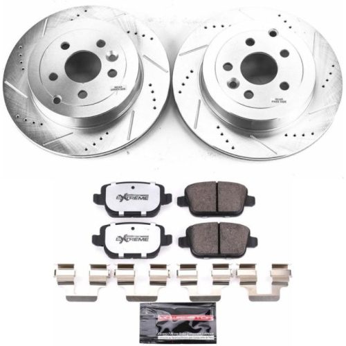 2008-2012 Land Rover LR2 Rear Brake Upgrade Kit with Drilled and Slotted Rotors, Carbon-Fiber Ceramic Brake Pads - Premium Heavy-Duty Replacement