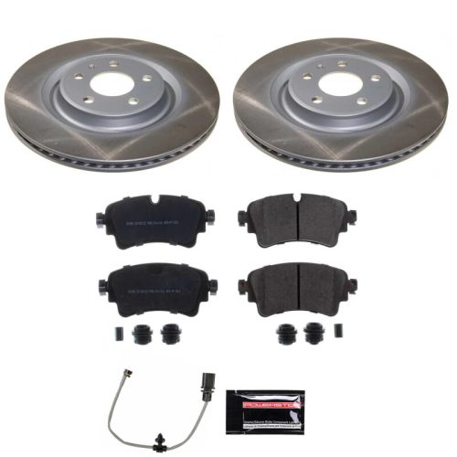 2018-2019 Audi SQ5 Rear Heavy-Duty Semi-Coated Rotor and Ceramic Brake Pad Assembly - Premium Replacement