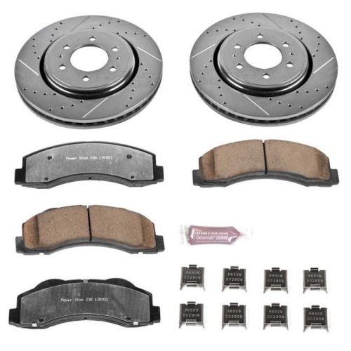 2010-2013 Ford F-150 & Lincoln Navigator Front Z36 Truck & Tow Brake Upgrade Kit - Heavy Duty Drilled & Slotted Rotors with Carbon-Fiber Ceramic Brake Pads - Premium Replacement