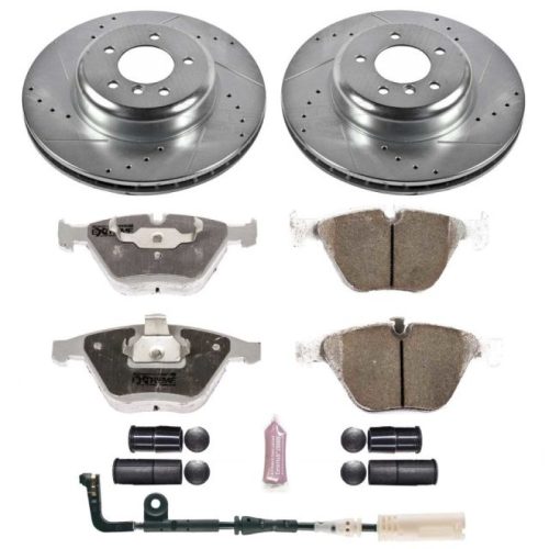 2004-2010 BMW 545i, 550i Front Z26 Street Warrior Brake Upgrade Kit with Drilled & Slotted Rotors and Carbon-Fiber Ceramic Pads - Premium Replacement