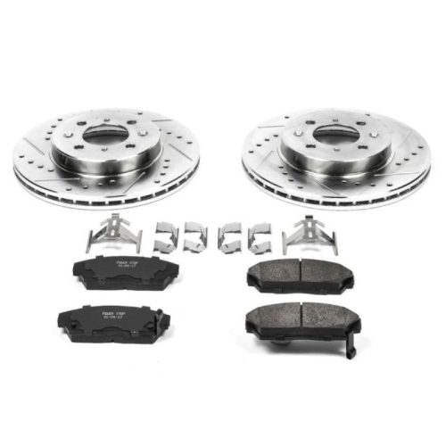 1990-1992 Acura Integra Front PowerStop Z23 Evolution Sport Brake Kit - Heavy-Duty Drilled & Slotted Rotors with Carbon-Fiber Ceramic Pads - Premium Replacement