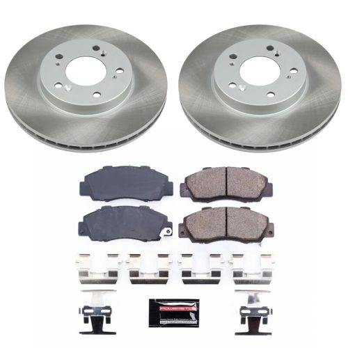 1996-2001 Honda Prelude & Odyssey Heavy-Duty Semi-Coated Rotor and Ceramic Brake Pad Assembly - Premium Replacement