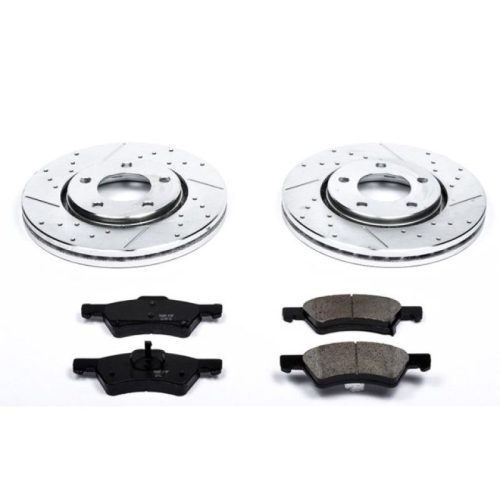 2003-2004 Dodge Caravan Front Brake Upgrade Kit with Drilled & Slotted Rotors and Carbon-Fiber Ceramic Pads - Premium Replacement