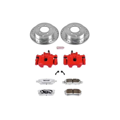2010-2011 Dodge Avenger, 2008-2009 Dodge Caliber, 2007 Jeep Compass PowerStop Z26 Street Warrior Brake Upgrade Kit with Drilled & Slotted Rotors, Carbon-Fiber Ceramic Pads, Powder Coated Calipers - Premium Replacement