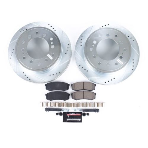 2001-2009 Toyota Sequoia & 2002-2009 Toyota 4Runner Heavy-Duty Drilled & Slotted Brake Rotor and Carbon-Fiber Ceramic Brake Pad Assembly - Premium Replacement
