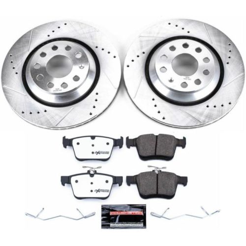 2017-2018 Volkswagen Atlas & 2016-2018 Audi RS3 Rear Z26 Street Warrior Brake Upgrade Kit - Heavy-Duty Performance Drilled & Slotted Rotors with Carbon-Fiber Ceramic Pads - Premium Replacement