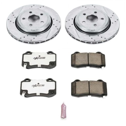 2012-2019 Jeep Grand Cherokee & 2018-2019 Dodge Durango Rear Z26 Street Warrior Brake Upgrade Kit - Heavy-Duty Drilled & Slotted Rotors with Carbon-Fiber Ceramic Brake Pads - Premium Replacement