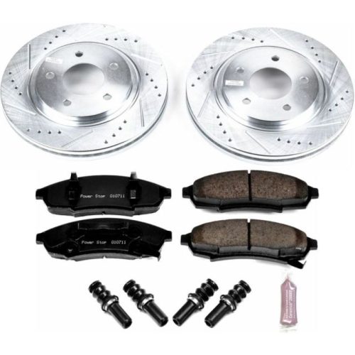 1995-1998 Chevrolet Monte Carlo & 1996-1996 Pontiac Grand Prix Heavy-Duty Drilled and Slotted Brake Rotor and Carbon-Fiber Ceramic Brake Pad Upgrade - Premium Replacement