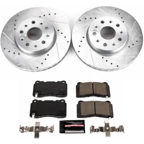 2016-2018 Cadillac CT6 Front PowerStop Z23 Evolution Sport Brake Upgrade Kit - Premium Heavy-Duty Performance with Drilled & Slotted Rotors, Carbon-Fiber Ceramic Pads