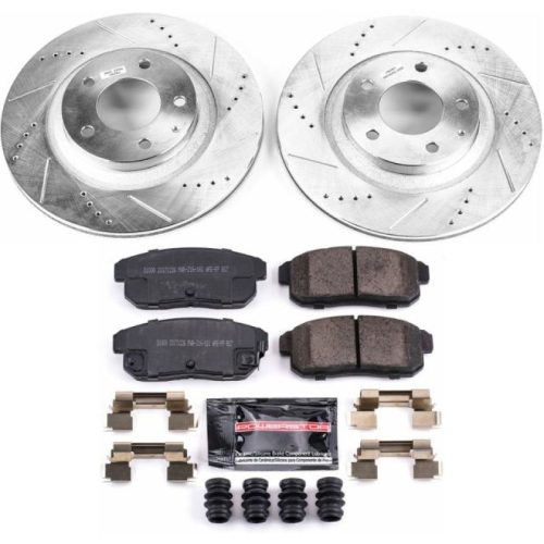 2004-2011 Mazda RX-8 Rear Brake Upgrade Kit with Drilled & Slotted Rotors and Carbon-Fiber Ceramic Brake Pads - Premium Replacement