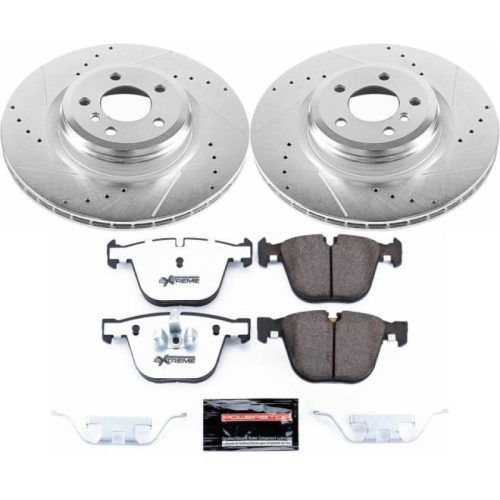 2009-2010 BMW 750i Rear Brake Upgrade Kit with Drilled & Slotted Rotors and Carbon-Fiber Ceramic Pads - Heavy-Duty Performance Replacement