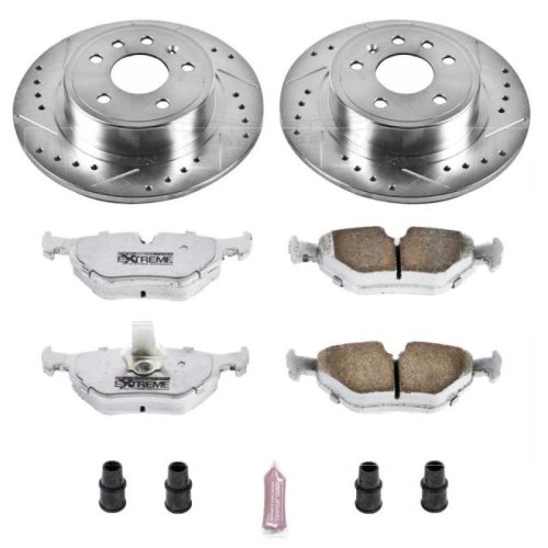 2000-2007 Saab 9-5 Rear Z26 Street Warrior Brake Upgrade Kit - Heavy-Duty Drilled & Slotted Rotors with Carbon-Fiber Ceramic Brake Pads - Premium Replacement