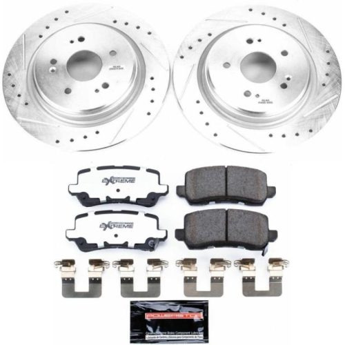 2015-2019 Acura TLX Rear Z26 Street Warrior Brake Upgrade Kit with Drilled & Slotted Rotors and Carbon-Fiber Ceramic Pads - Premium Replacement