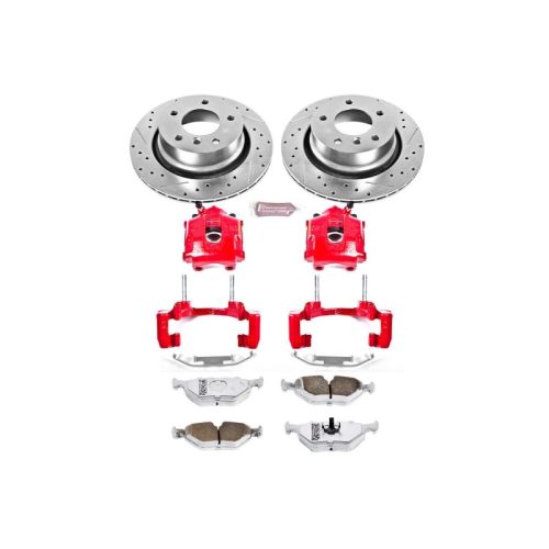 2004-2008 BMW Z4 Rear Z26 Street Warrior Brake Upgrade Kit with Drilled & Slotted Rotors, Carbon-Fiber Ceramic Pads, Powder Coated Calipers - Premium Replacement