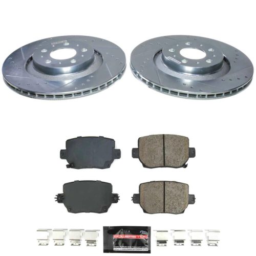 2020-2024 Tesla Y Rear Z23 Evolution Brake Upgrade Kit - Heavy Duty Drilled & Slotted Rotor and Carbon-Fiber Ceramic Brake Pads - Premium Replacement