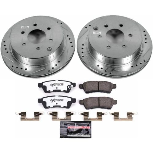2007-2018 Nissan Frontier, 2011 Suzuki Equator Rear Z36 Truck & Tow Brake Upgrade Kit - Heavy-Duty Drilled & Slotted Rotors with Carbon-Fiber Ceramic Pads - Premium Replacement