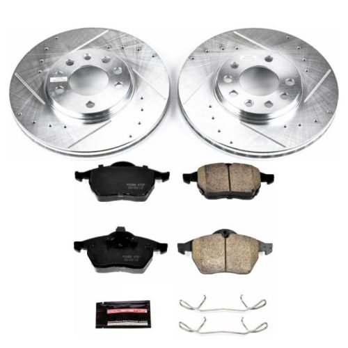 1997-1998 Saab 900 Front Brake Rotor and Carbon-Fiber Ceramic Pad Assembly - Heavy-Duty Drilled & Slotted Performance Upgrade