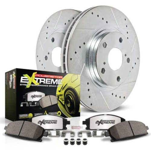 1994-1996 Honda Prelude Rear Z26 Street Warrior Brake Kit - Heavy-Duty Drilled & Slotted Rotor and Carbon-Fiber Ceramic Brake Pads - Premium Replacement - Image 2