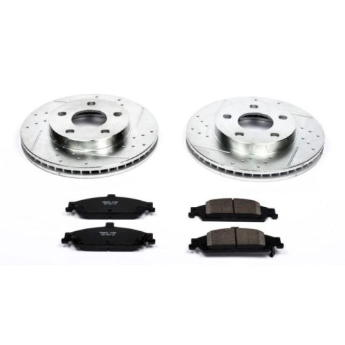 1997-2001 Oldsmobile Cutlass & Alero Front Brake Rotor and Pad Assembly - Heavy-Duty Drilled & Slotted Performance Upgrade by PowerStop Part Number K1551