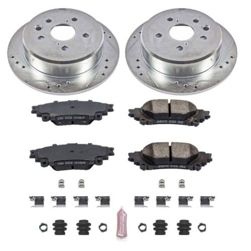 2014-2015 Lexus IS250 Rear Z23 Evolution Sport Brake Upgrade Kit - Premium Heavy-Duty Drilled & Slotted Rotors with Carbon-Fiber Ceramic Pads