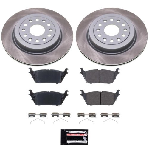 2019-2020 Ram 1500 Rear Semi-Coated Rotor Brake Assembly with Ceramic Pads - Premium Replacement
