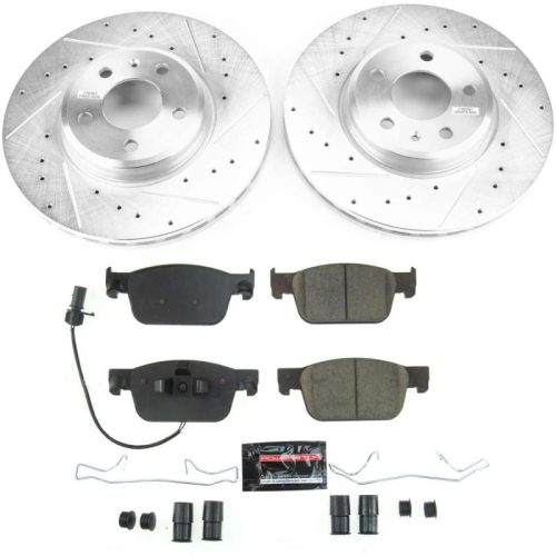 2017-2019 Audi A4 Front Z23 Evolution Sport Brake Upgrade Kit with Drilled & Slotted Rotors - Premium Replacement