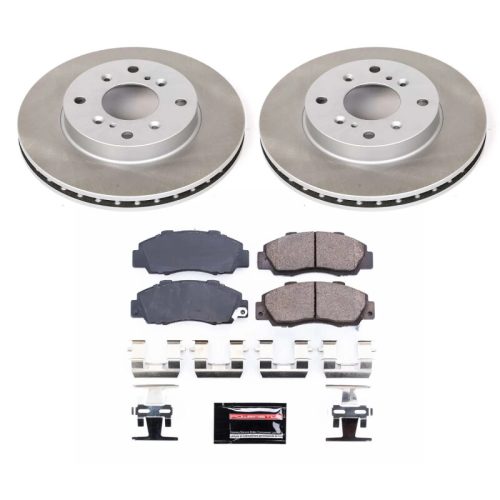 2002-2002 Honda Accord Front Semi-Coated Rotor Brake Assembly with Ceramic Pads - Premium Replacement