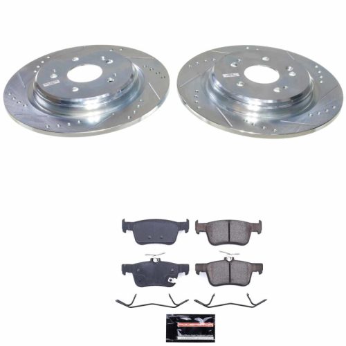 2019-2023 Acura RDX Rear Z23 Evolution Brake Upgrade Kit with Drilled & Slotted Rotors, Carbon-Fiber Ceramic Pads - Premium Replacement