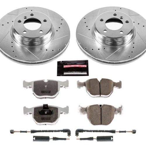 2003-2005 Land Rover Range Rover Front Z26 Street Warrior Brake Performance Upgrade Kit - Heavy-Duty Drilled & Slotted Rotors with Carbon-Fiber Ceramic Pads - Premium Replacement