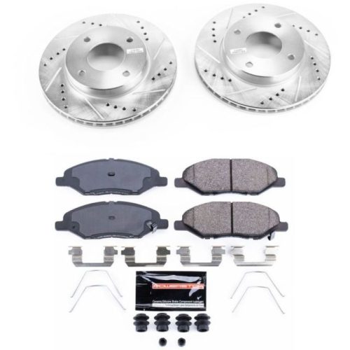 2009-2011 Nissan Versa Front Z23 Evolution Sport Brake Upgrade Kit - Heavy-Duty Drilled & Slotted Rotors with Carbon-Fiber Ceramic Pads - Premium Replacement