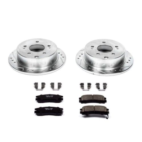 2005-2006 Mitsubishi Galant Rear PowerStop Z23 Evolution Sport Brake Upgrade Kit with Drilled & Slotted Rotors - Premium Replacement
