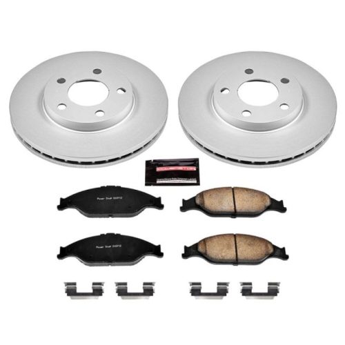 2000-2004 Ford Mustang Front Z17 Evolution Geomet Coated Brake Rotor and Ceramic Brake Pad Assembly - Premium Replacement