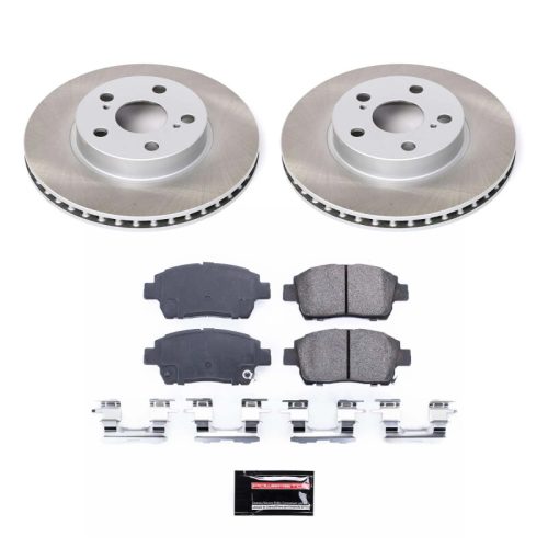 2004-2009 Toyota Prius Front Semi-Coated Rotor and Ceramic Brake Pad Assembly - Premium Replacement