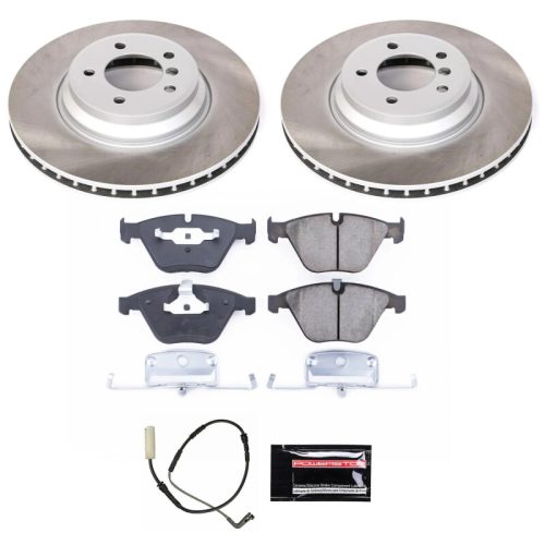 2007-2010 BMW 335i Front Semi-Coated Rotor Brake Assembly with Ceramic Pads - Premium Replacement