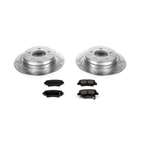 2010-2014 Hyundai Sonata Rear PowerStop Z23 Evolution Sport Brake Upgrade Kit - Heavy-Duty Drilled & Slotted Rotor and Carbon-Fiber Ceramic Brake Pads - Premium Replacement