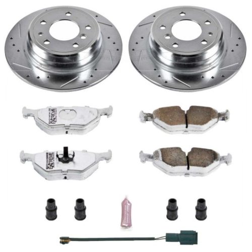 1990-1995 BMW 525i, 530i, 535i Rear Z26 Street Warrior Brake Upgrade Kit - Heavy Duty Drilled & Slotted Rotors with Carbon-Fiber Ceramic Pads - Premium Replacement