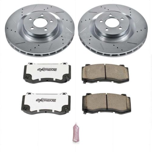 2006-2010 Dodge Charger, Challenger & Magnum Heavy-Duty Drilled & Slotted Brake Rotor and Carbon-Fiber Ceramic Brake Pad Upgrade - Premium Replacement