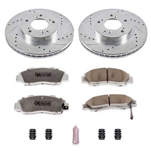 1996-2001 Honda Prelude & Odyssey Z26 Street Warrior Brake Upgrade Kit - Heavy-Duty Drilled & Slotted Rotors with Carbon-Fiber Ceramic Pads - Premium Replacement