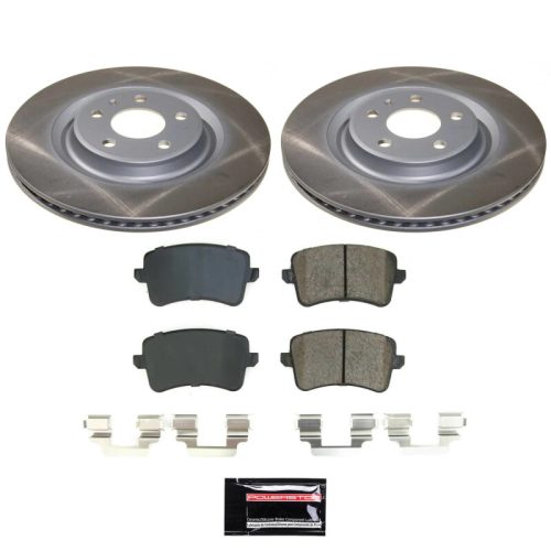 2012-2015 Audi S4 S5 Q5 Rear Semi-Coated Rotor Brake Assembly with Ceramic Pads - Premium Replacement