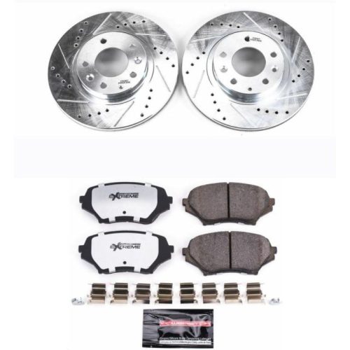 2007-2011 Mazda MX-5 Miata Front Z26 Street Warrior Brake Upgrade Kit - Performance Drilled & Slotted Rotors with Carbon-Fiber Ceramic Pads for Heavy-Duty Street Use - Premium Replacement