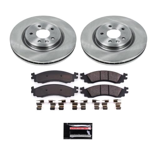 2010 Ford Taurus Front Heavy-Duty Semi-Coated Rotor and Low-Dust Ceramic Brake Pads - Premium Replacement