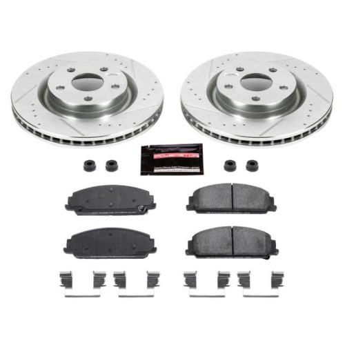 2008-2009 Pontiac G8 Front Brake Rotors and Carbon-Fiber Ceramic Brake Pads - Heavy-Duty Drilled & Slotted Performance Upgrade - Premium Replacement